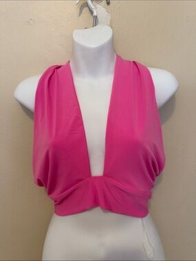 Deep V Hot Pink Cropped Tank Top